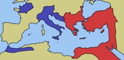 Map of the divided Roman Empire