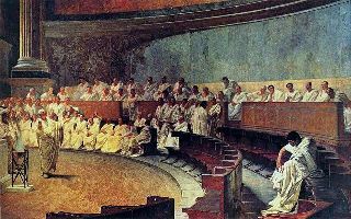 Painting of Cicero talking to the Roman Senate
