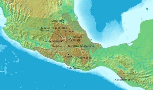 Map of the Aztec Empire at its peak