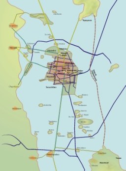 Map of the Aztec city Tenochtitlan