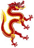 Drawing of a red Chinese dragon