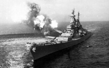 Battleship firing during Korean War