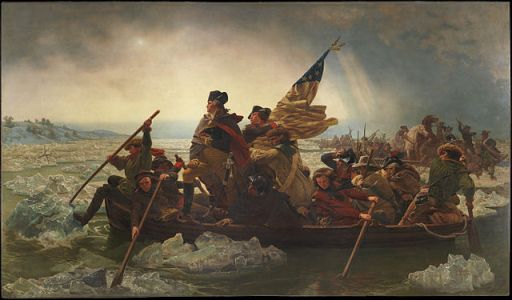 George Washington Crossing the Delaware River on a boat