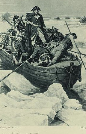 Washington on boat with ice