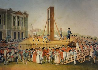 Painting of an execution by guillotine