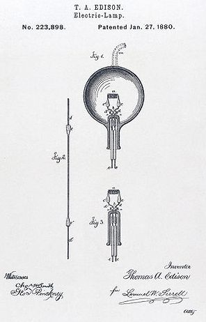 Light bulb patent application by Thomas Edison