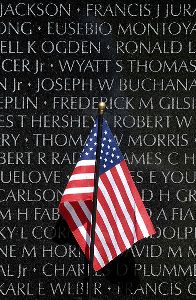 Wall and Flag at the Vietnam Memorial