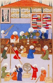 A miniature painting of the Istanbul Observatory