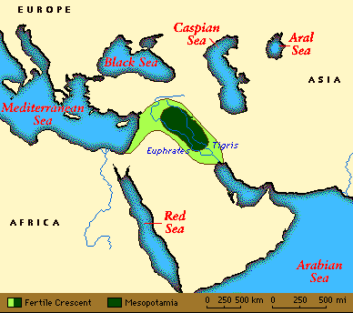 Map of Mesopotamia and the Fertile Crescent