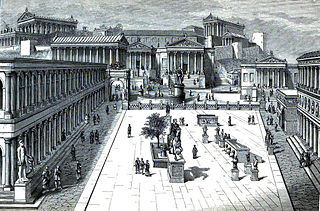 Drawing of the Roman forum during ancient times