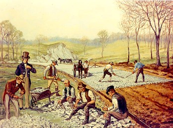 Construction of a macadam road
