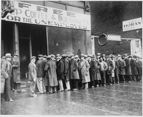 People standing in line for food