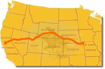 Pony Express route map