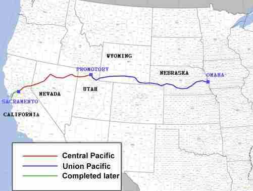 map of central pacific railroad History First Transcontinental Railroad map of central pacific railroad