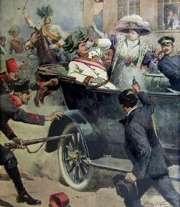 Archduke Francis Ferdinand getting assassinated in his car