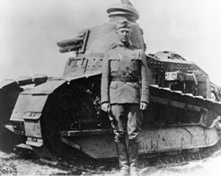 George S. Patton by tank