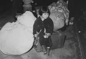 Young girl going to interment camp