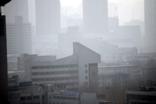 Smog in a city as a result of air pollution