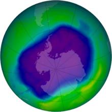 Ozone hole over Antarctica