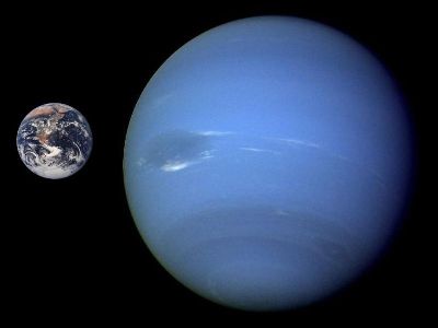 Neptune compared in size to Earth