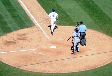 Player beginning to run the bases