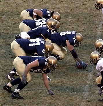 Offensive line ready to snap the ball