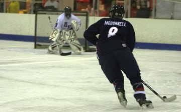 Offensive player about to shoot on goal