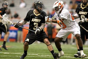 Lacrosse player with ball