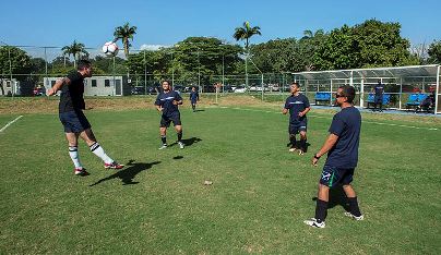 Soccer players doing a team drill