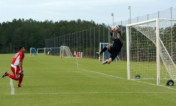 Goalkeeper catching shot