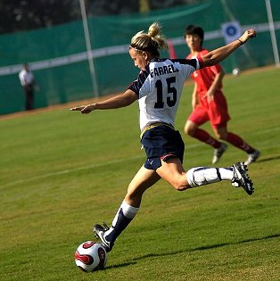 Player kicking a soccer ball
